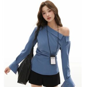 Blue Off-Shoulder Blouse